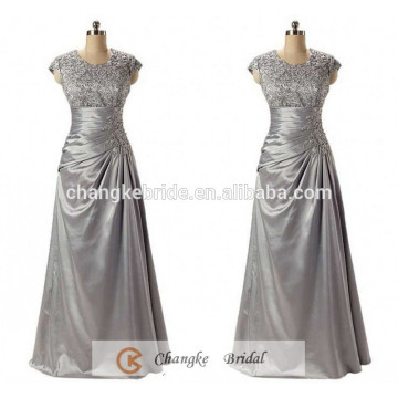 Vestidos de noite de alta qualidade Taffeta Plus Size Silver Applique Pattern Mãe do vestido de noiva feito sob medida